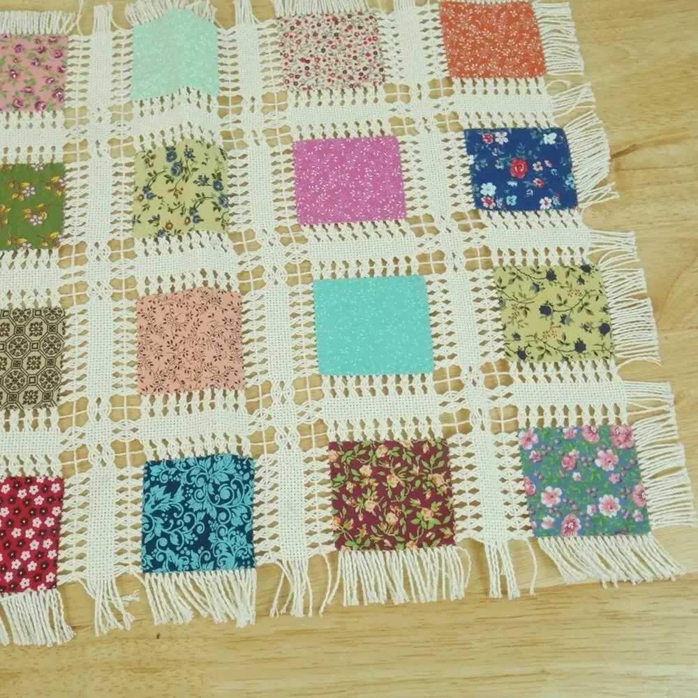 Vintage Handmade Placemat Set of 4 Multicolor Granny Cottage Patchwork‎ Country